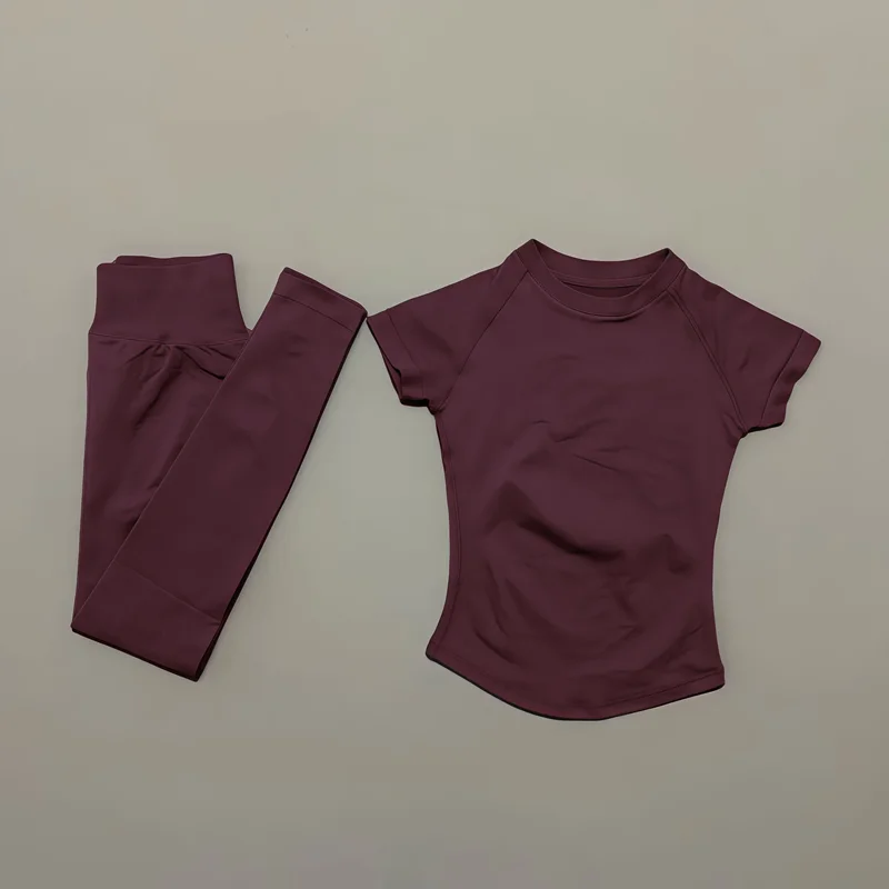 2Piece Gym Set Women Raglan Sh - Pilates Yoga Wrap Top recension och pris