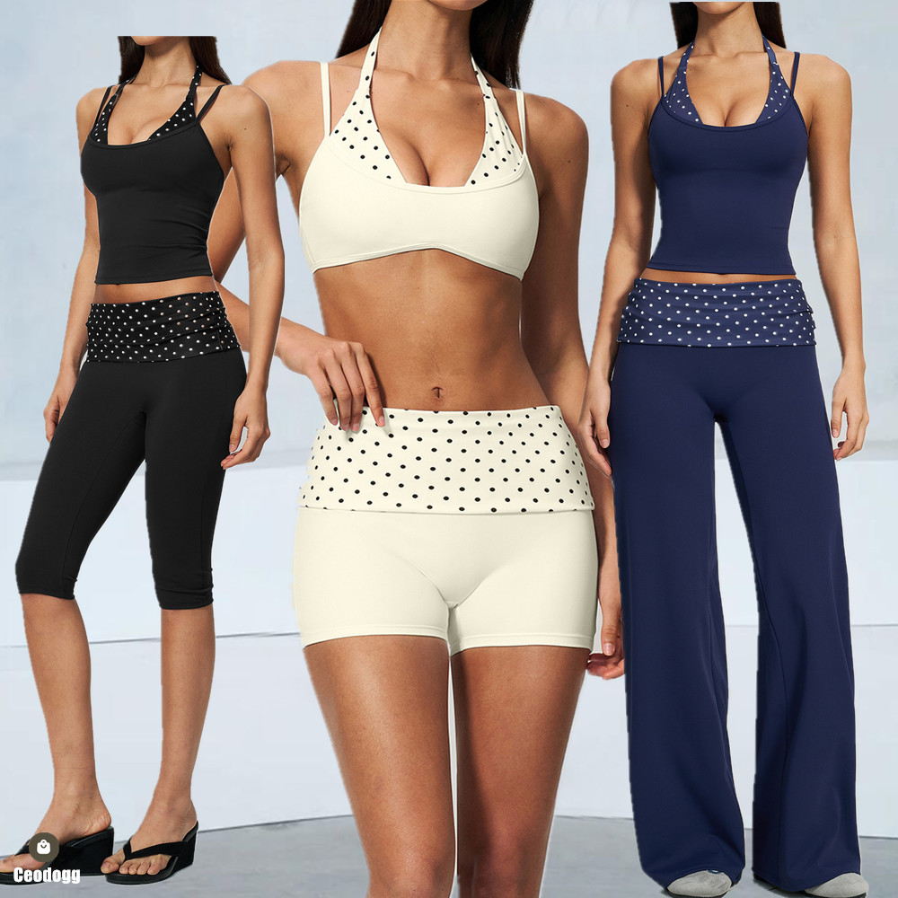Polka Dot Women Strap Halter Y - Pilates Yoga Wrap Top recension och pris