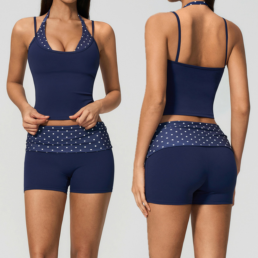 Polka Dot Women Strap Halter Y - Pilates Yoga Wrap Top recension och pris